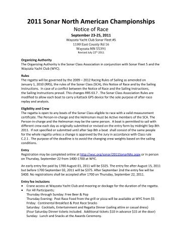 Notice of Race - Wayzata Yacht Club