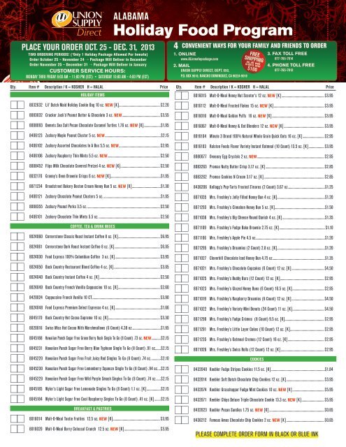 Download the order form in English - Alabama Inmate Package