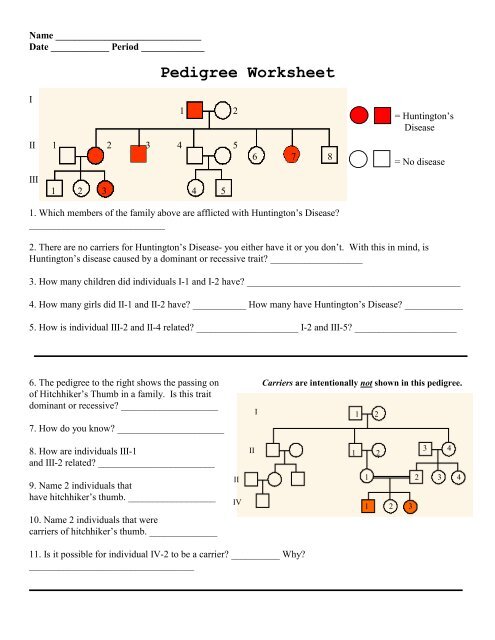 Color Blindness Pedigree Worksheet Answers - A Worksheet Blog