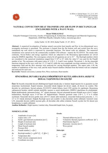 natural convection heat transfer and air flow in rectangular ...