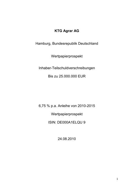 KTG Agrar AG - Fixed-Income.org