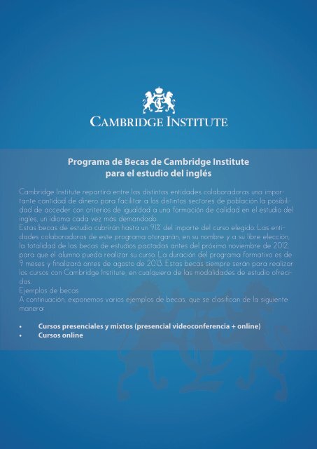 Programa de Becas de Cambridge Institute para el estudio ... - Alares