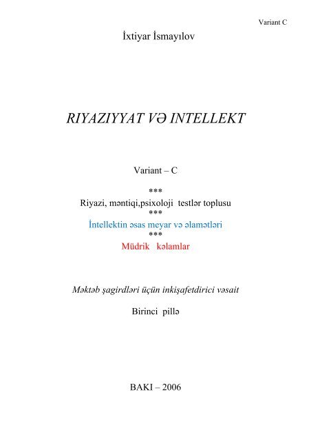 RIYAZIYYAT VƏ INTELLEKT