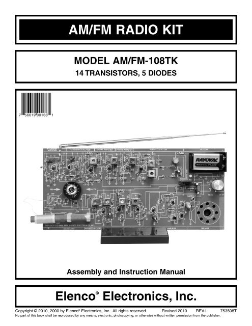 AM/FM RADIO KIT MODEL AM/FM-108TK 14 ... - Elenco