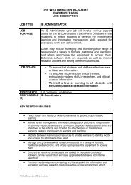 Job Description - Westminster Academy
