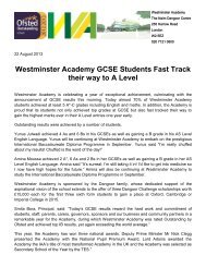 Westminster Academy GCSE students fast track their way to A Level