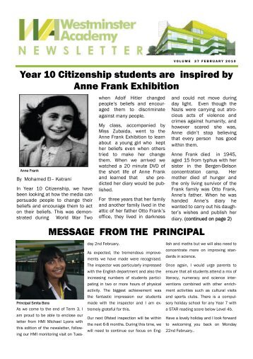February 2010 Issue - Westminster Academy
