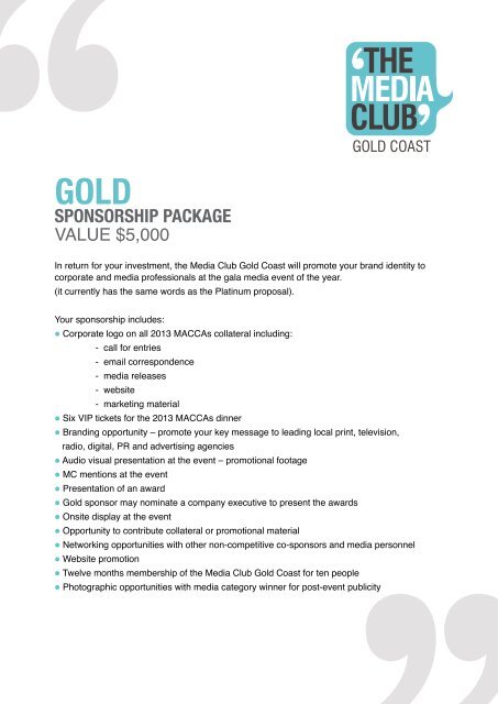 SPONSORSHIP PROPOSAL - The Media Club