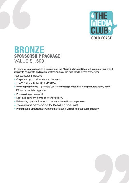 SPONSORSHIP PROPOSAL - The Media Club