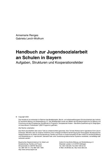 Handbuch zur Jugendsozialarbeit an Schulen in Bayern