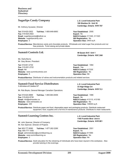 Business and Industrial Directory 2008 - City of Cambridge