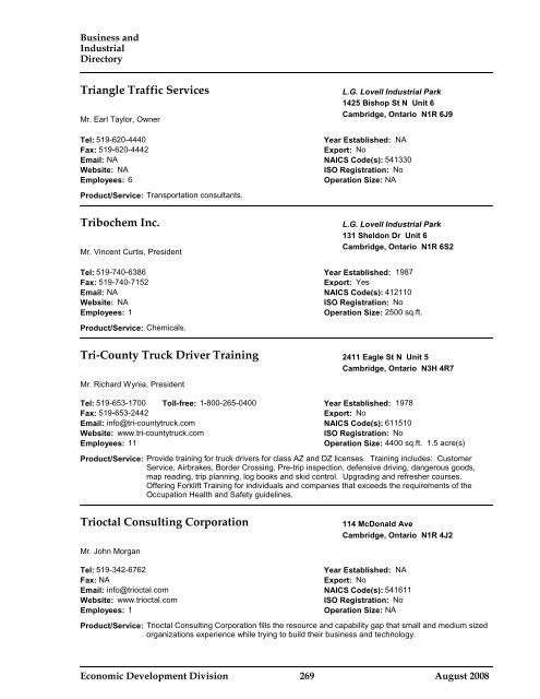 Business and Industrial Directory 2008 - City of Cambridge