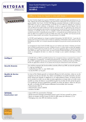Smart Switch ProSafe 8 ports Gigabit manageable niveau ... - Netgear