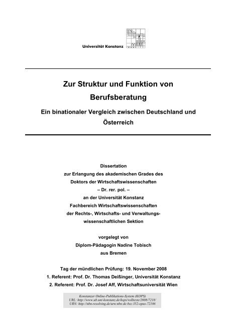Zur Struktur Und Funktion Von Berufsberatung Ein Binationaler