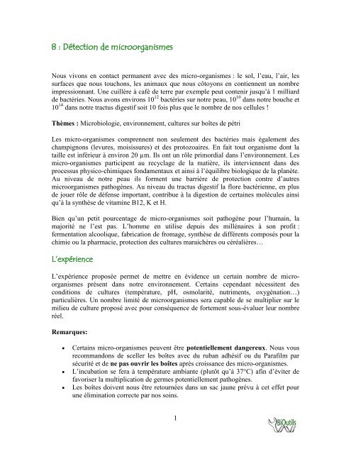 PDF franÃ§ais - BiOutils