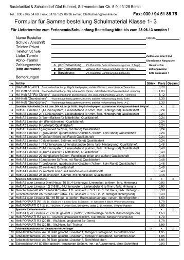 bestellformular fax - Bastelartikel & Schulbedarf | Olaf Kuhnert