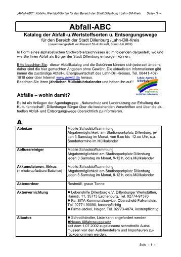 Abfall-ABC - Stadt Dillenburg