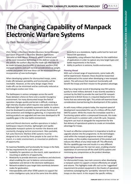 The Changing Capability of Manpack Electronic Warfare Systems