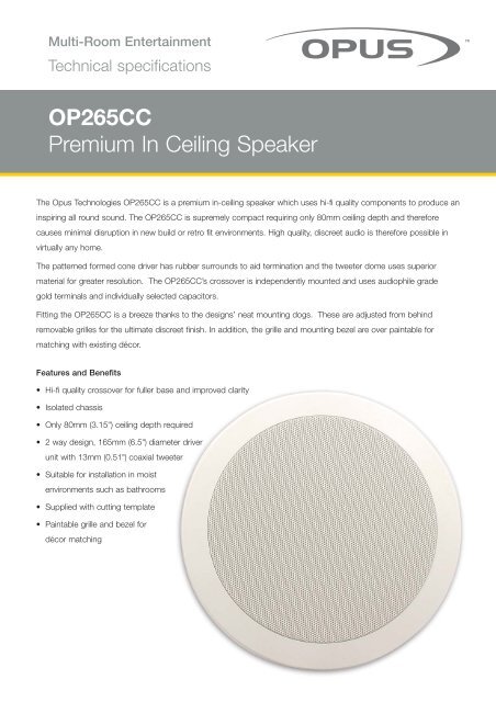 Op265cc Premium In Ceiling Speaker Focal Audio Systems Pvt Ltd