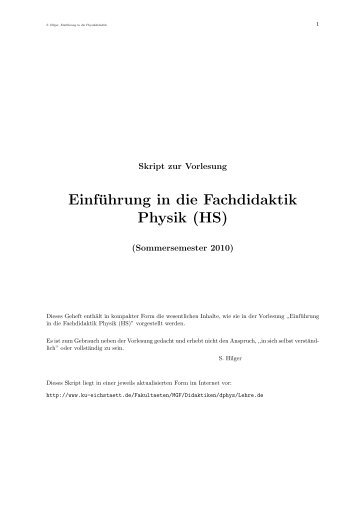 Einführung in die Fachdidaktik Physik (HS) - Die Seiten der