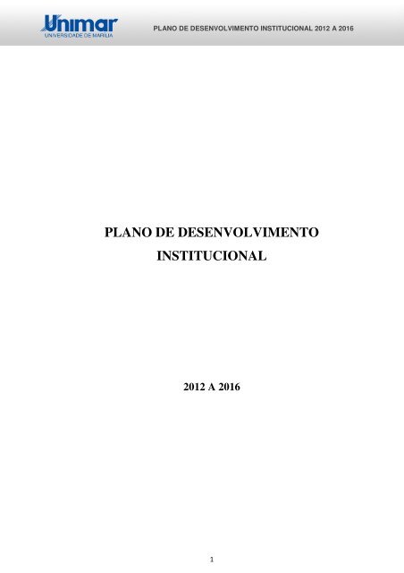 PLANO DE DESENVOLVIMENTO INSTITUCIONAL - Unimar
