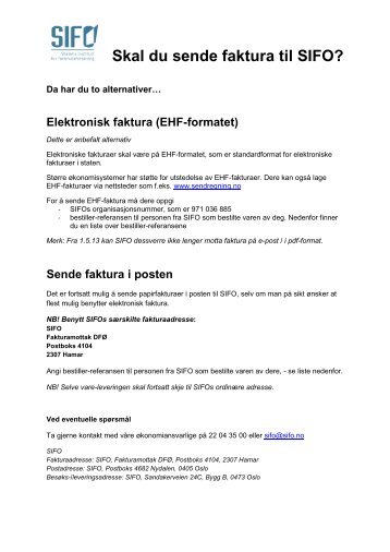 Informasjon om fakturering PDF - SIFO