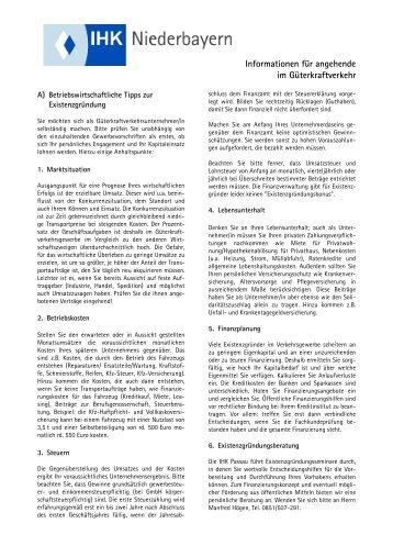 Informationen für angehende im Güterkraftverkehr - Landkreis Regen