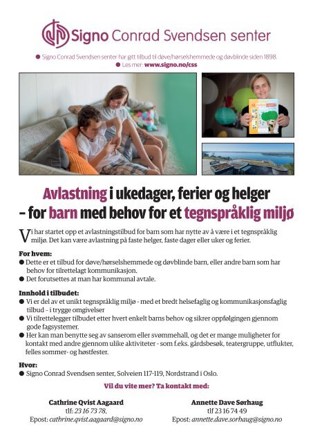 Avlastning for barn med behov for et tegnspråklig miljø