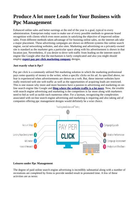 Produce A lot more Leads for Your Business with Ppc Management