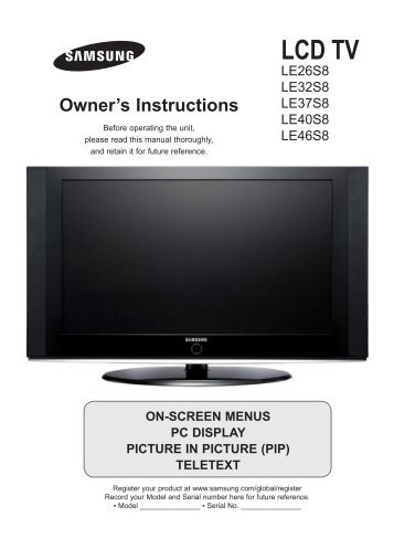 Manual TV Samsung LE26S8