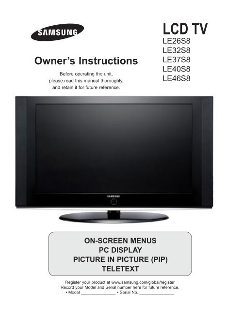 Manual TV Samsung LE26S8