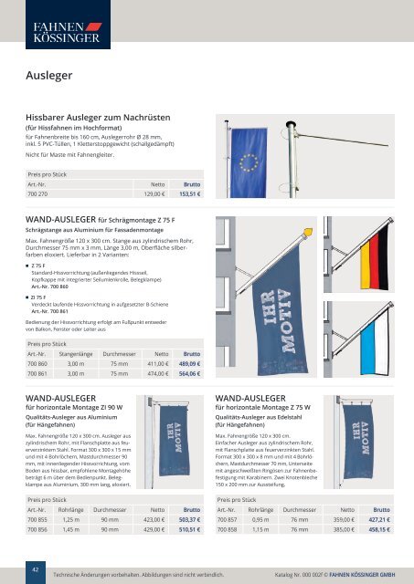 Fahnen Kössinger Flaggenkatalog