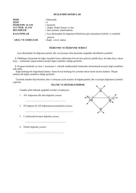 Matematik 6. Sınıf Proje Çalışması