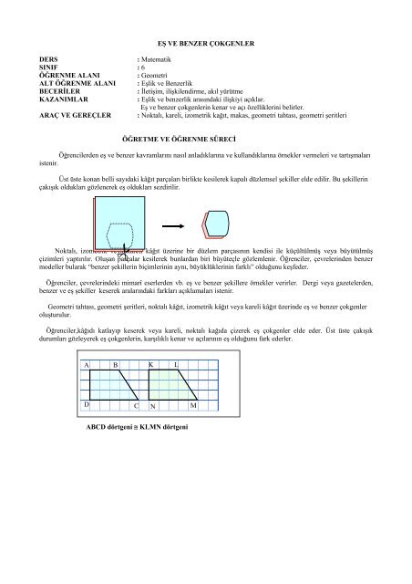 Matematik 6. Sınıf Proje Çalışması