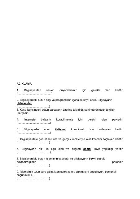 2005-2006 Öğretim Yılı 1.Dönem Ara sınav soru tarzı ve örnekleri ...