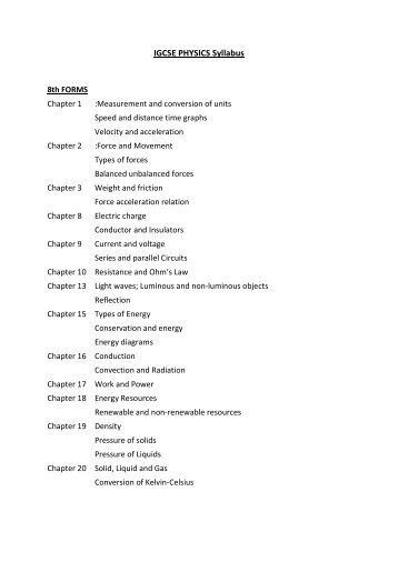 IGCSE PHYSICS Syllabus