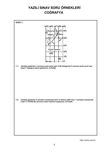 Coğrafya Yazılı Sınav Soru Örnekleri