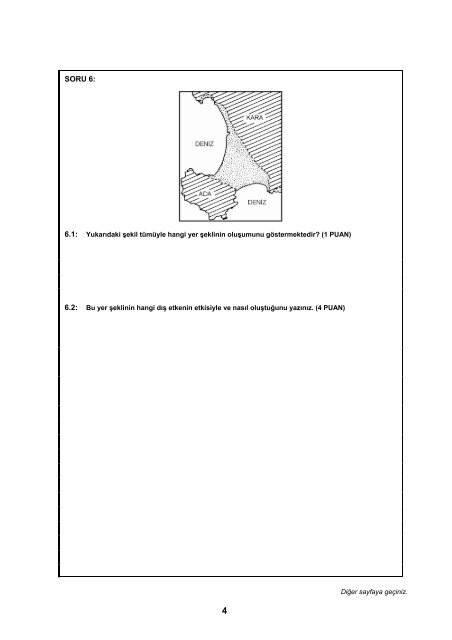Coğrafya Yazılı Sınav Soru Örnekleri