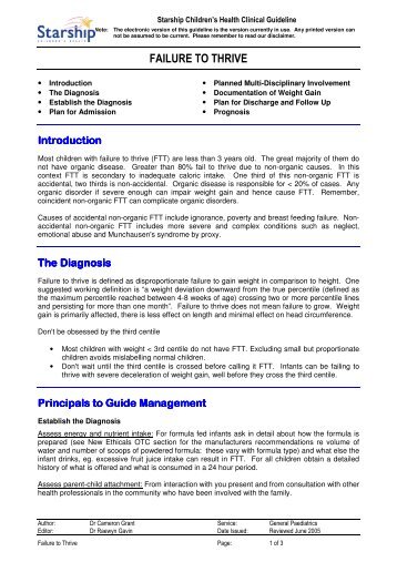 FAILURE TO THRIVE - Flourish Paediatrics