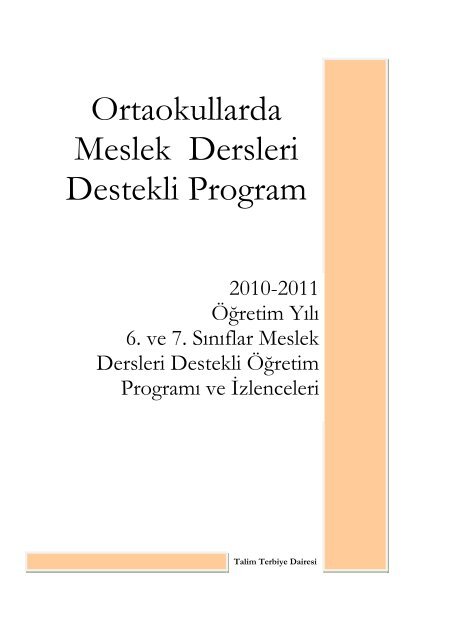 Meslek Dersleri Destekli Öğretim Programı - talim terbiye dairesi ...