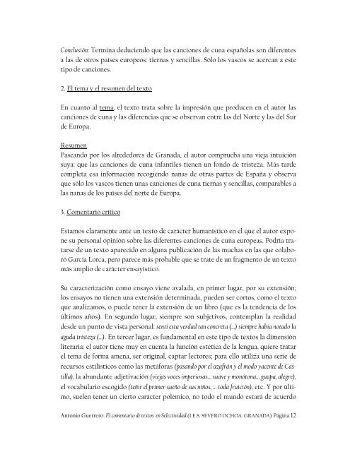 EL COMENTARIO DE TEXTOS EN LA PRUEBA DE SELECTIVIDAD ...