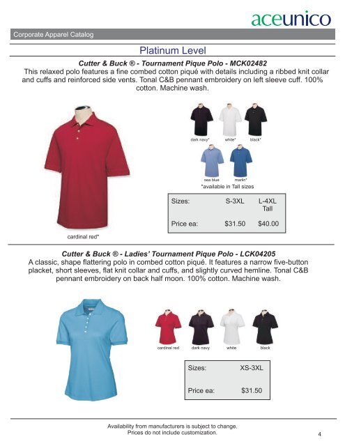 CORPORATE APPAREL CATALOG - Aceunico