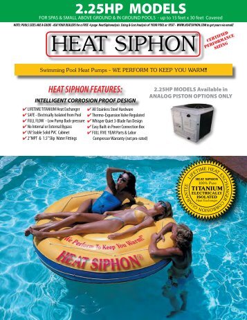 Heat Siphon Swimming Pool Heat Pumps - 2.25HP ... - Olympic Pools