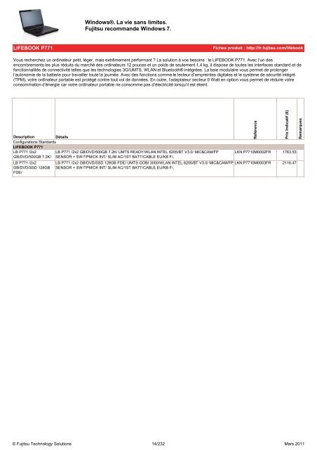 Tarif Fujitsu Technology Solutions