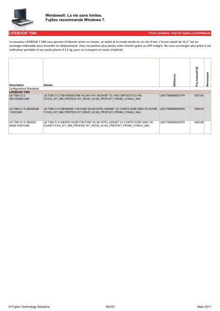 Tarif Fujitsu Technology Solutions