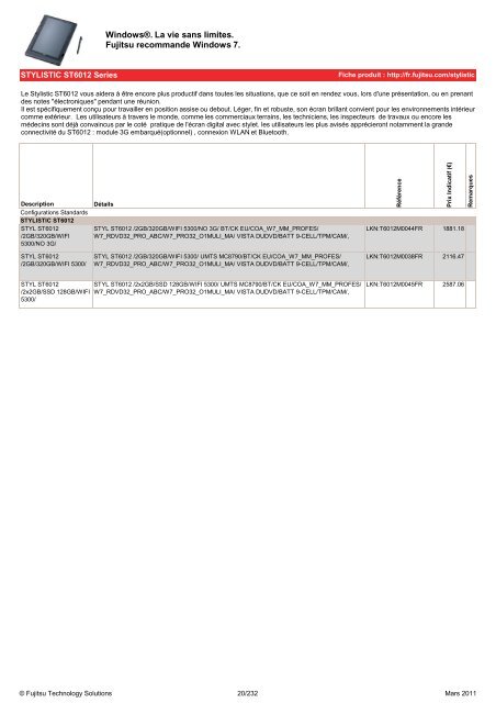 Tarif Fujitsu Technology Solutions