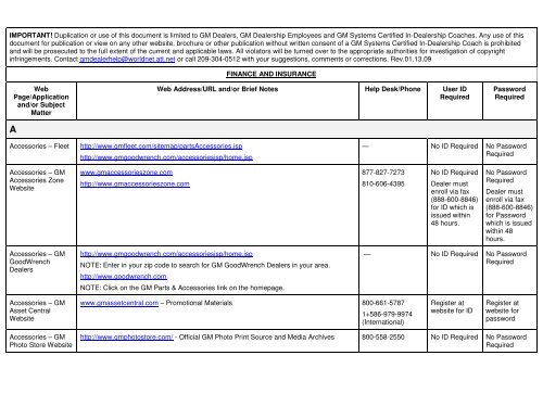 Duplication or use of this document is limited to GM Dealers, GM ...