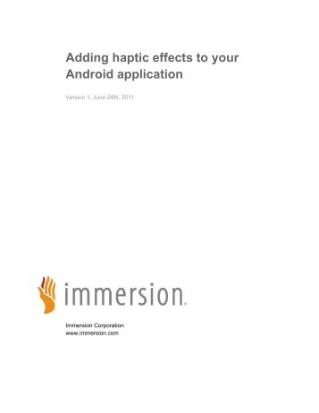 Adding Haptic Effects to Your Android Application (pdf) - Immersion ...