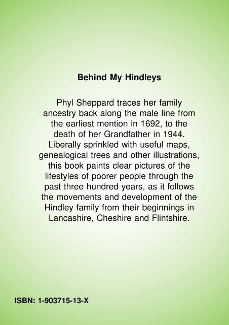 Behind My Hindleys Phyl Sheppard traces her family ancestry back ...
