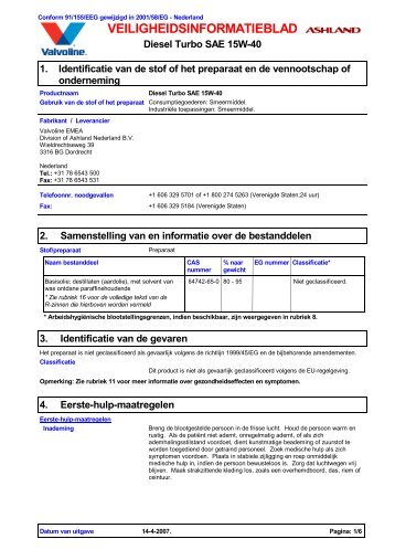 9327 Diesel Turbo SAE 15W-40 (Dutch (NL)) ESBS v 3.4.2 MSDS ...